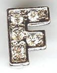 1 9mm Silver Slider with Rhinestones - Letter "F"